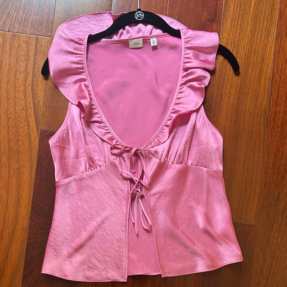 Aritzia Tie Front Top in Hot Pink Size XS